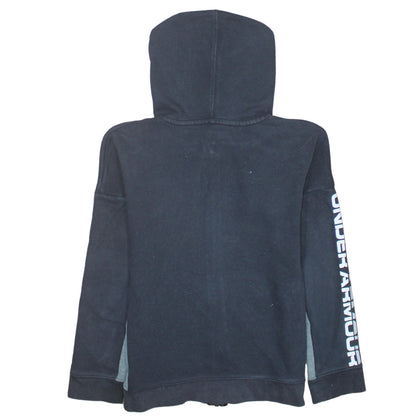 Under Armour Boys Black Full Zip Hoodie Size 10 Years Fleece ColdGear