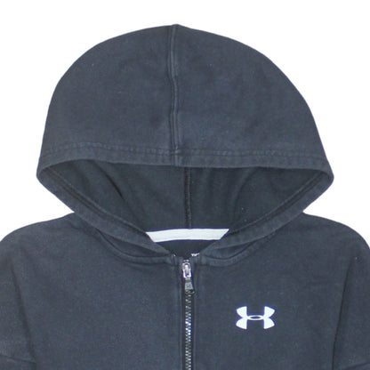 Under Armour Boys Black Full Zip Hoodie Size 10 Years Fleece ColdGear