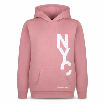 Primark Girls Pink NYC Pullover Hoodie 12-13 Years Regular Fit