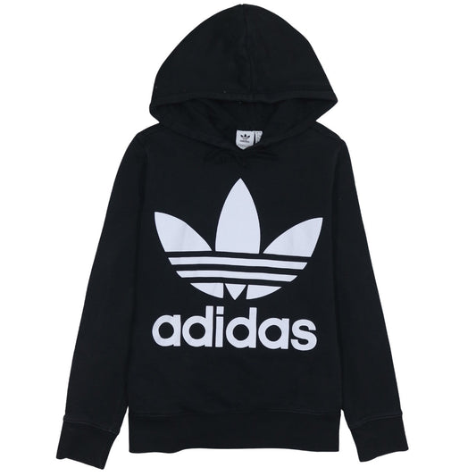 Adidas Women Black Size 12 Pullover Hoodie with Logo Print