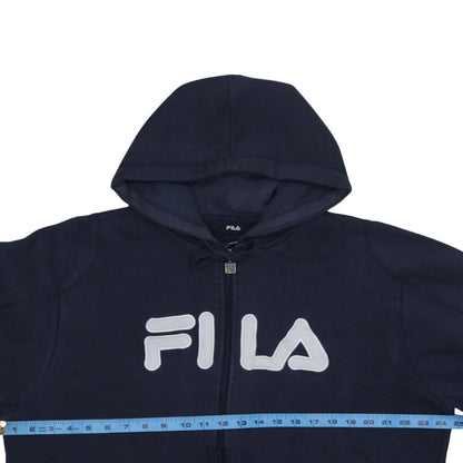 Fila Men's Blue Full Zip Hoodie L Sports Logo Fleece Sweatshirt