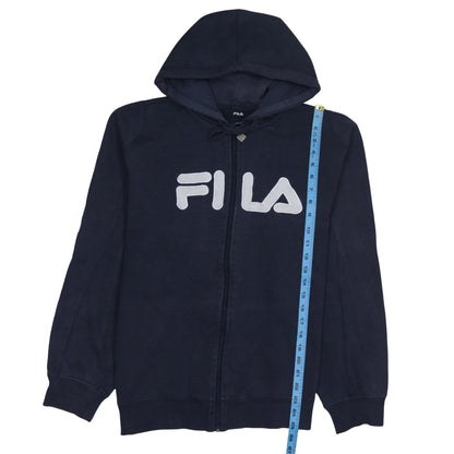 Fila Men's Blue Full Zip Hoodie L Sports Logo Fleece Sweatshirt