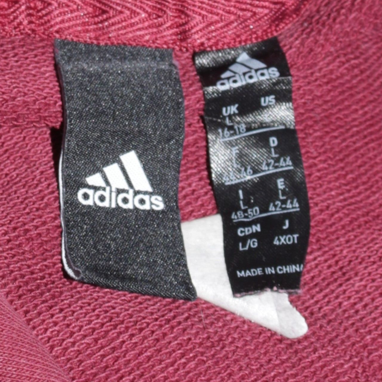 Adidas Women Burgundy Hoodie L 16-18 Pullover Hooded Sweatshirt