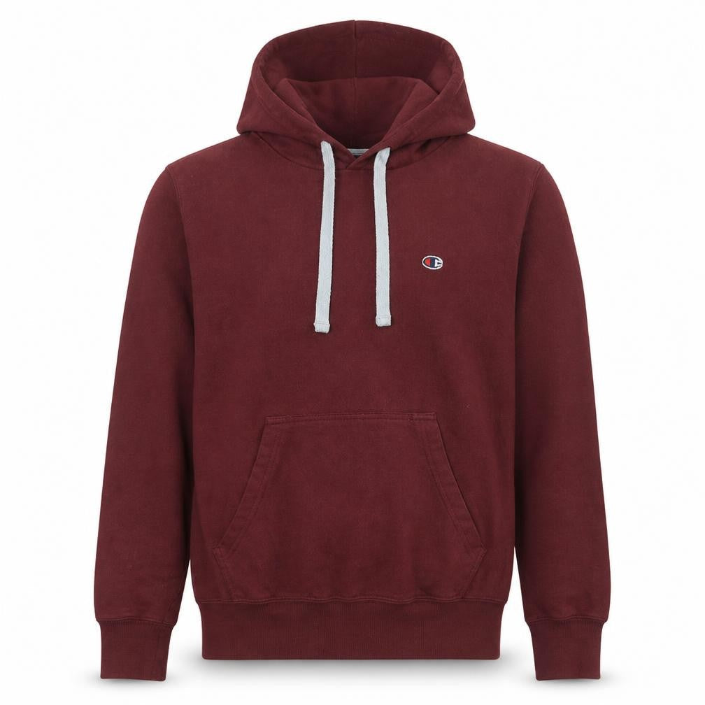 Champion Men's Red Pullover Hoodie Medium Logo Cotton Blend