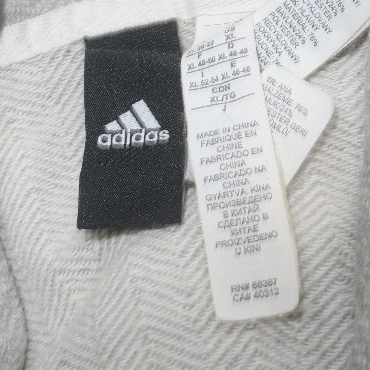 Adidas Women’s Grey Full Zip Hoodie XL Cotton Blend Casual