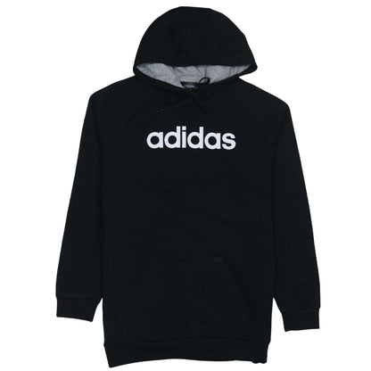 Adidas Womens Black Pullover Hoodie Size 12-14 Logo Print Cotton Blend