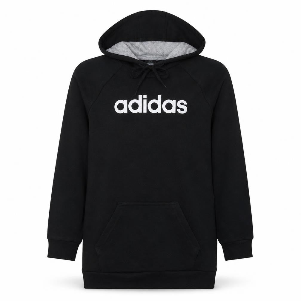 Adidas Womens Black Pullover Hoodie Size 12-14 Logo Print Cotton Blend