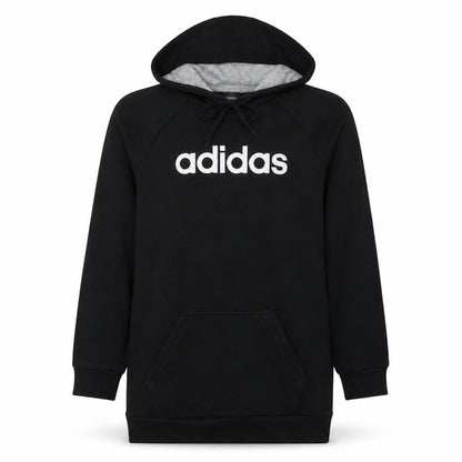 Adidas Womens Black Pullover Hoodie Size 12-14 Logo Print Cotton Blend