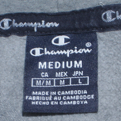 Champion Men's Grey Medium Pullover Hoodie with Logo Design