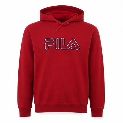 Fila Men’s Red Pullover Hoodie L Logo Fleece Sportswear