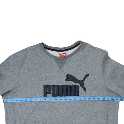 Puma Mens Grey L Crew Neck Pullover Sweatshirt Embroidered Logo