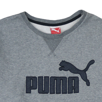 Puma Mens Grey L Crew Neck Pullover Sweatshirt Embroidered Logo