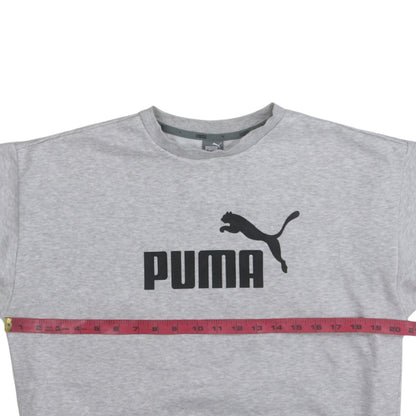 Puma Men's Grey Medium Logo Crew Neck Pullover Sweatshirt