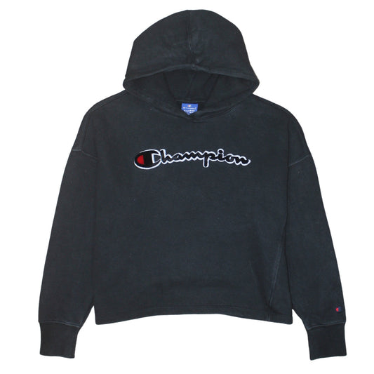 Champion Girls Black Hoodie X-Large 13-14 Years Cotton Pullover Logo Sweatshirt