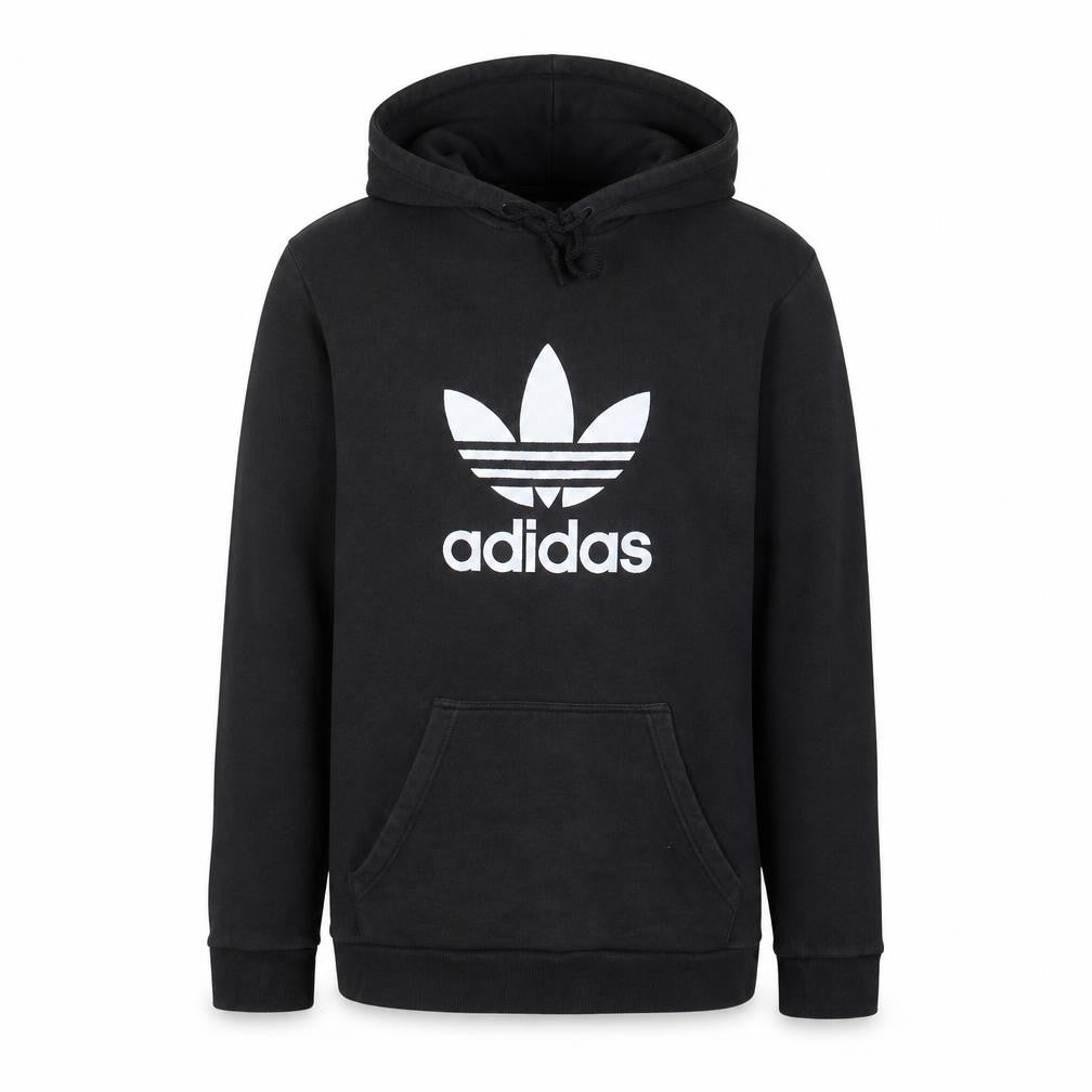 Adidas Mens Black Pullover Hoodie Medium Logo Fleece Sweatshirt