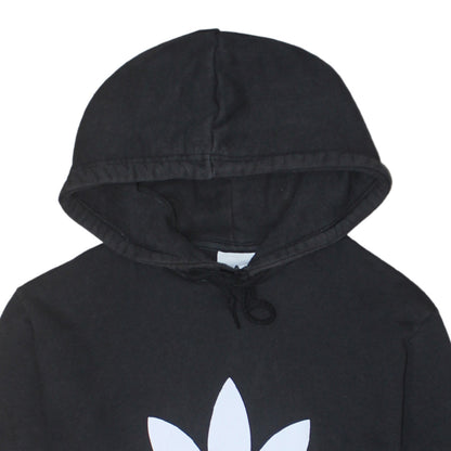 Adidas Mens Black Pullover Hoodie Medium Logo Fleece Sweatshirt