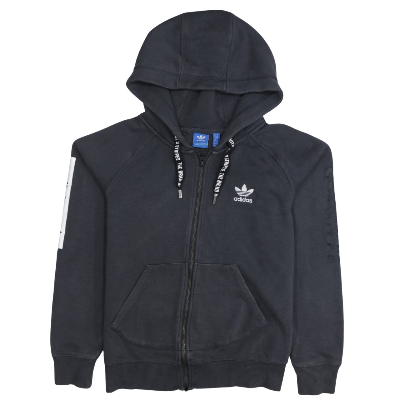 Adidas Women Black Full Zip Hoodie Size 10 Cotton Blend Casual