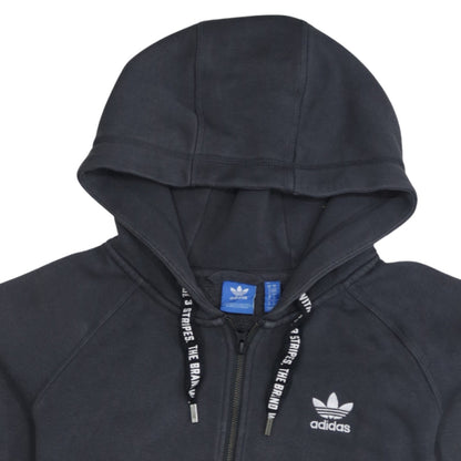 Adidas Women Black Full Zip Hoodie Size 10 Cotton Blend Casual