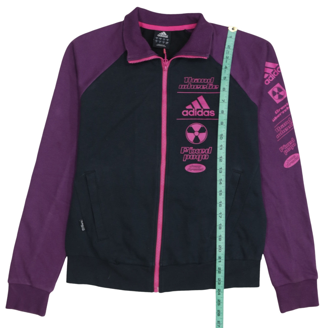 Adidas Women's Purple Black Track Jacket S Full Zip Sportswear