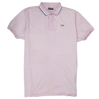 Napapijri Men Pink Short Sleeve Cotton Polo Shirt Size L