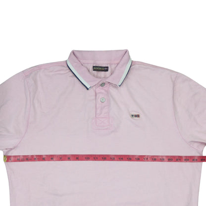 Napapijri Men Pink Short Sleeve Cotton Polo Shirt Size L
