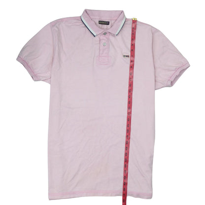 Napapijri Men Pink Short Sleeve Cotton Polo Shirt Size L