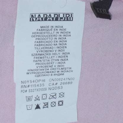 Napapijri Men Pink Short Sleeve Cotton Polo Shirt Size L