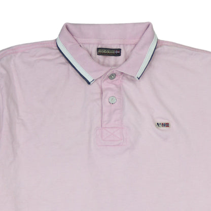 Napapijri Men Pink Short Sleeve Cotton Polo Shirt Size L