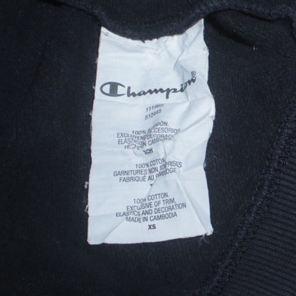 Champion Womens Black XS Pullover Hoodie Cotton Logo Hooded Sweatshirt