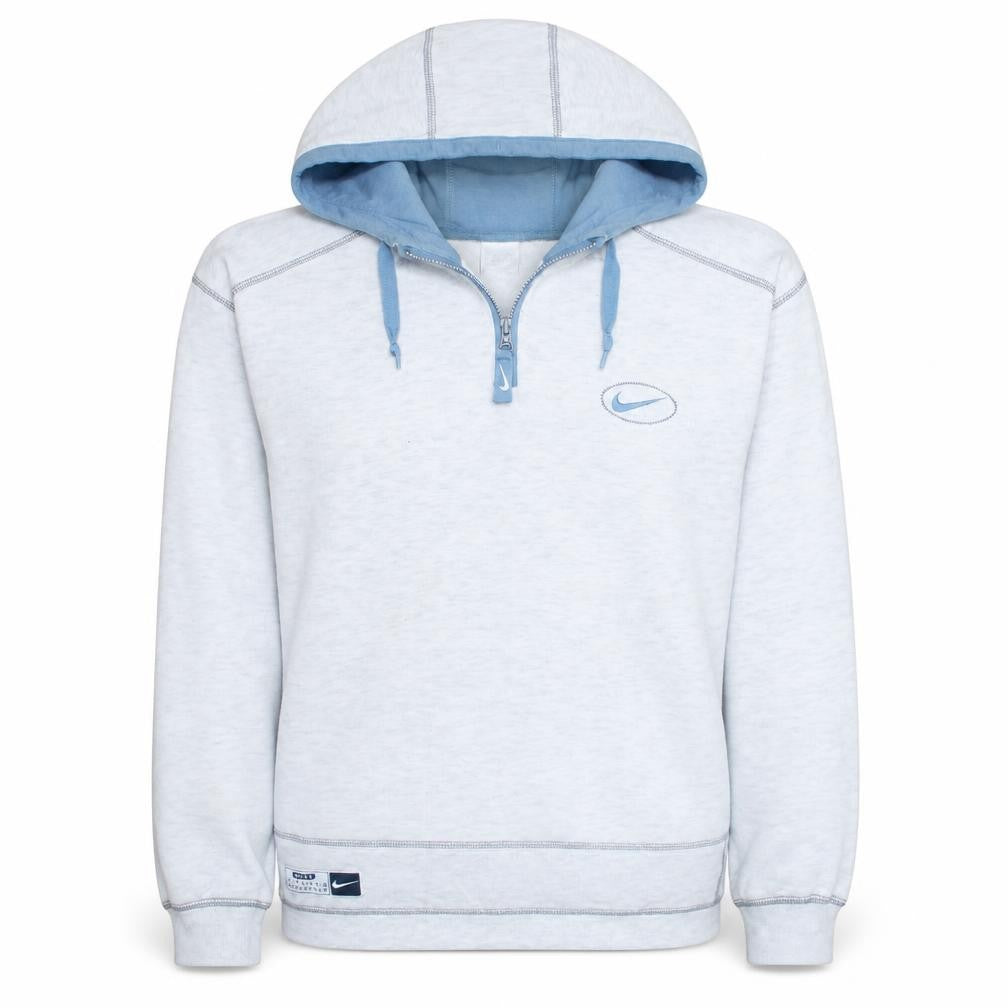 Nike Womens Light Grey Blue 1/4 Zip Hoodie Medium Cotton Blend