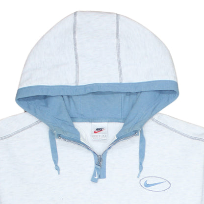 Nike Womens Light Grey Blue 1/4 Zip Hoodie Medium Cotton Blend