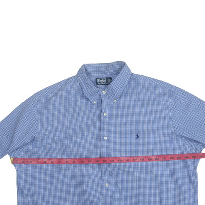Ralph Lauren Men's Blue Check Long Sleeve Button-Down Cotton Shirt 2XL