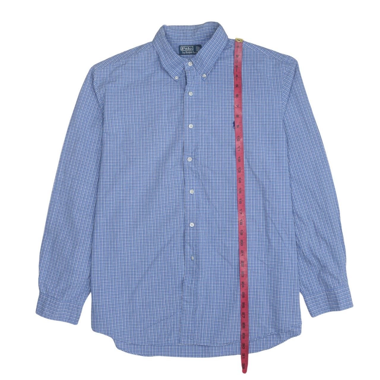 Ralph Lauren Men's Blue Check Long Sleeve Button-Down Cotton Shirt 2XL