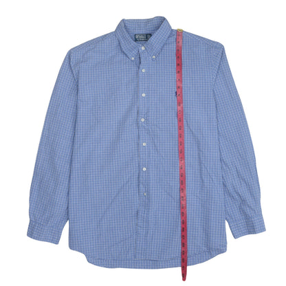 Ralph Lauren Men's Blue Check Long Sleeve Button-Down Cotton Shirt 2XL