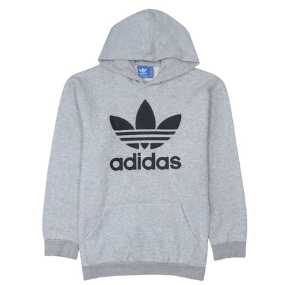 Adidas Mens Grey XL Pullover Hoodie with Logo Graphic Print
