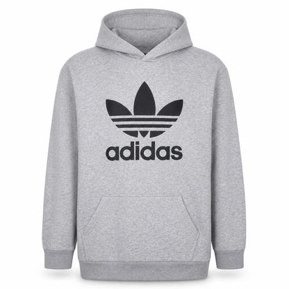 Adidas Mens Grey XL Pullover Hoodie with Logo Graphic Print