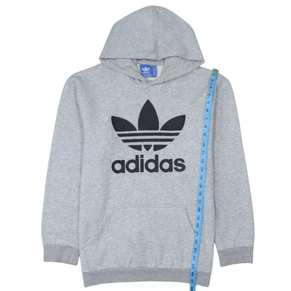 Adidas Mens Grey XL Pullover Hoodie with Logo Graphic Print