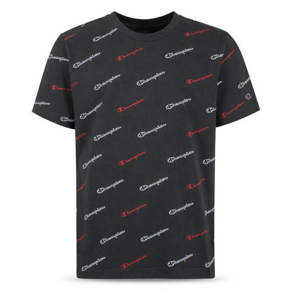 Champion Men's Black Medium Logo Graphic Print T-Shirt