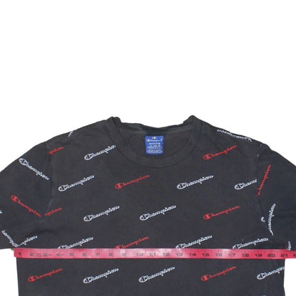 Champion Men's Black Medium Logo Graphic Print T-Shirt