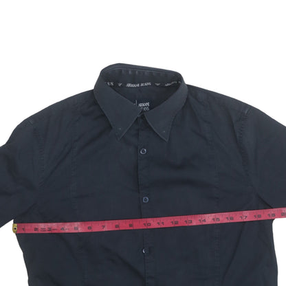 Armani Jeans Men's Black Slim Fit Long Sleeve Button-Up Shirt Size S