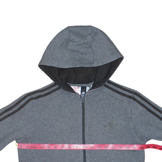 Adidas Boys Grey Full Zip Hoodie 13-14 Years Regular Fit Sportswear