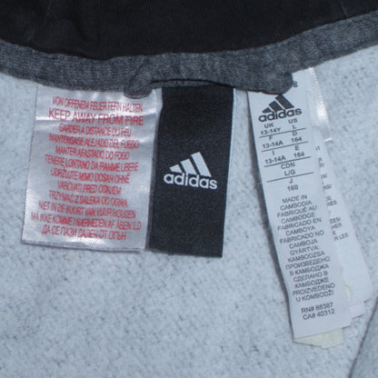 Adidas Boys Grey Full Zip Hoodie 13-14 Years Regular Fit Sportswear