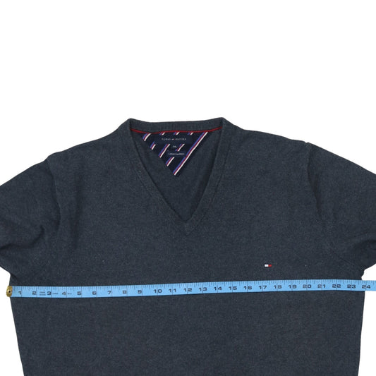 Tommy Hilfiger Men’s Grey V-Neck Cotton Cashmere Jumper XXL