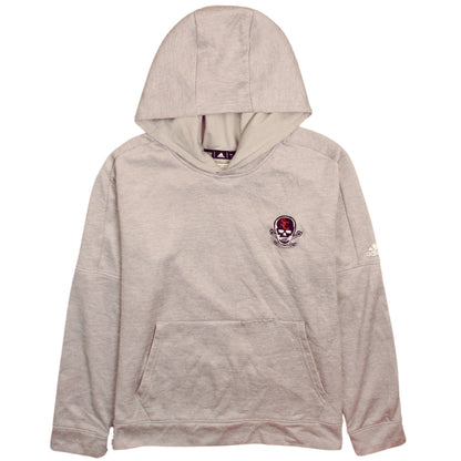 Adidas Boys Beige Pullover Hoodie L 164cm Skull Logo Fleece Sweatshirt