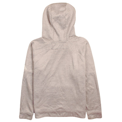 Adidas Boys Beige Pullover Hoodie L 164cm Skull Logo Fleece Sweatshirt
