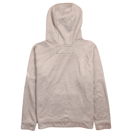 Adidas Boys Beige Pullover Hoodie L 164cm Skull Logo Fleece Sweatshirt