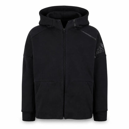 Adidas Boys Black Full Zip Hoodie 11-12 Years Fleece Logo Hooded Top