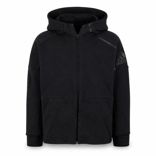 Adidas Boys Black Full Zip Hoodie 11-12 Years Fleece Logo Hooded Top