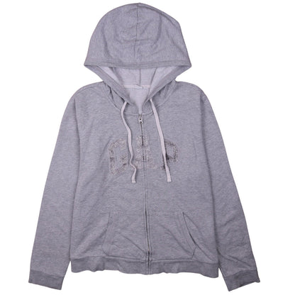 GAP Women Grey Full Zip Hoodie XL Glitter Logo Casual Sweatshirt