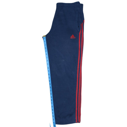 Adidas Men's Blue Sweatpants S Regular Fit with Red Stripes